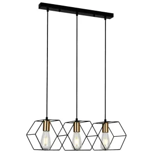 Nora Living Toco 3 Light Pendant Matt Black and Satin Brass by Nora Living, a Pendant Lighting for sale on Style Sourcebook