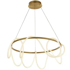 Nora Living Flow Round Rope Light LED Pendant Satin Brass by Nora Living, a Pendant Lighting for sale on Style Sourcebook