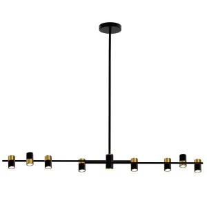 Nora Living Taval 8 Light Pendant Matt Black and Satin Gold by Nora Living, a Pendant Lighting for sale on Style Sourcebook