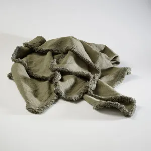 Luca® Boho Linen Throw in Khaki | 200x140cm | Eadie Lifestyle by null, a Throws for sale on Style Sourcebook