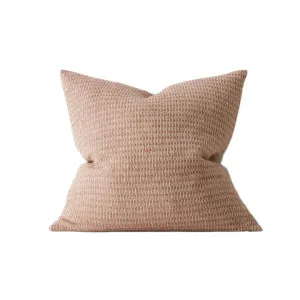 Ex Display - Nicolo 50cm Woven Linen Check Design Cushion - Blush by Interior Secrets - AfterPay Available by Interior Secrets, a Cushions, Decorative Pillows for sale on Style Sourcebook