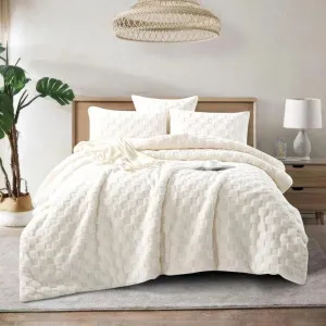 Morgan and Reid Checkered Cream Snuggle Fleece Comforter Set by null, a Quilts & Bedspreads for sale on Style Sourcebook