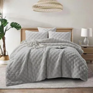 Morgan and Reid Checkered Silver Snuggle Fleece Comforter Set by null, a Quilts & Bedspreads for sale on Style Sourcebook