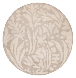 Viki Grey Beige Leaves Rollie Pollie Round Playmat by Miss Amara, a Contemporary Rugs for sale on Style Sourcebook