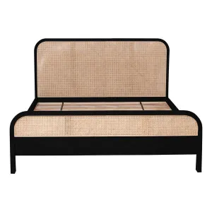 Willow King Bed Frame in Mangowood Black / Rattan by OZ Design, a Beds & Bed Frames for sale on Style Sourcebook