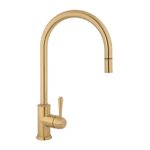 Kingsley Commercial Pull-Out Kitchen Mixer - Brushed Brass by ABI Interiors Pty Ltd, a Laundry Taps for sale on Style Sourcebook