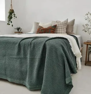 LAST ONE - Brielle Waffle Cotton Bedcover 200cm x 230cm | Forest Green by null, a Cushions, Decorative Pillows for sale on Style Sourcebook