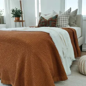 Brielle Waffle Cotton Bedcover 200cm x 230cm | Spicy Orange by null, a Cushions, Decorative Pillows for sale on Style Sourcebook