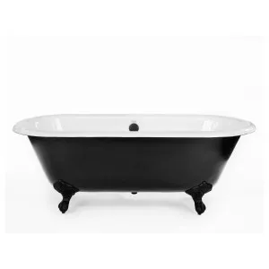 170cm Double Ended Cast Iron Bath with Feet, Matte Black &amp; White by null, a Bathtubs for sale on Style Sourcebook