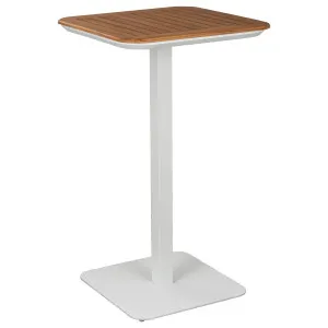 Banyo 60cm Teak Top &amp; Aluminium Square Bar Table, White by null, a Bar Stools for sale on Style Sourcebook