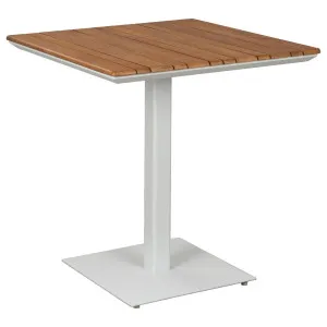Kalinga 70cm Teak Top &amp; Steel Bistro Table, White by null, a Bar Stools for sale on Style Sourcebook