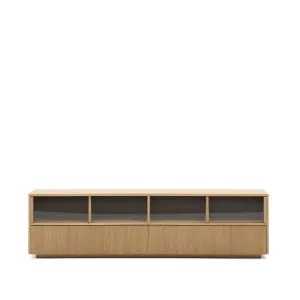 Helvine sideboard 4 doors and 2 drawers oak veneer and tempered glass, 200 x 54 cm FSC 100% Assembled by null, a Sideboards, Buffets & Trolleys for sale on Style Sourcebook