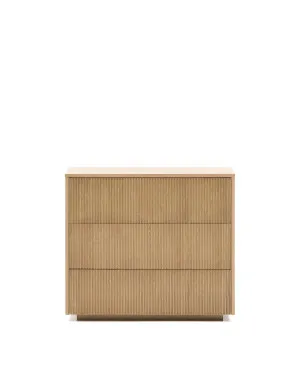 Helvine chest of 3 drawers in oak veneer 86 x 79 cm FSC 100% Assembled by null, a Dressers & Chests of Drawers for sale on Style Sourcebook