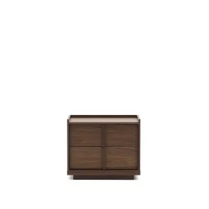 Onix bedside table, 2 drawers,  walnut veneer in a dark finish, 60 x 59 cm FSC Mix Credit Assembled by null, a Bedside Tables for sale on Style Sourcebook