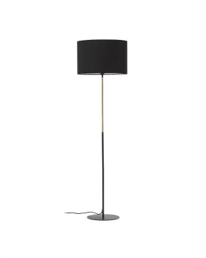 Canar metal and rattan floor lamp made with a black cotton lamp shade Australia Adaptor by null, a Floor Lamps for sale on Style Sourcebook