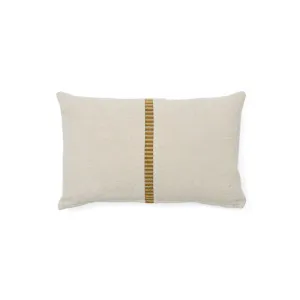 Ardit beige linen and cotton cushion cover mustard-coloured embroidered stripe 30x50cm by null, a Cushions, Decorative Pillows for sale on Style Sourcebook