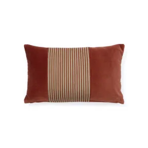 Samit 100% cotton velvet cushion cover with contrasting red stripes, 30 x 50 cm by null, a Cushions, Decorative Pillows for sale on Style Sourcebook