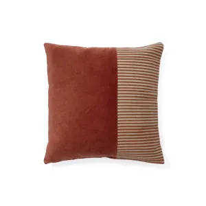 Samit 100% cotton velvet cushion cover with contrasting red stripes, 45 x 45 cm by null, a Cushions, Decorative Pillows for sale on Style Sourcebook