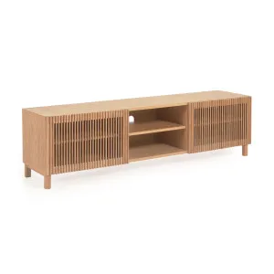 Beyla solid oak TV stand with two doors and oak veneer 180 x 49 cm FSC 100%. by null, a Entertainment Units & TV Stands for sale on Style Sourcebook