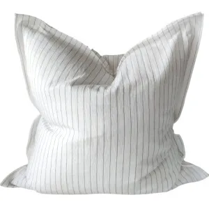 Piper Linen Cotton Cushion 55cm Square - White & Black Striped with Double Edge by null, a Cushions, Decorative Pillows for sale on Style Sourcebook