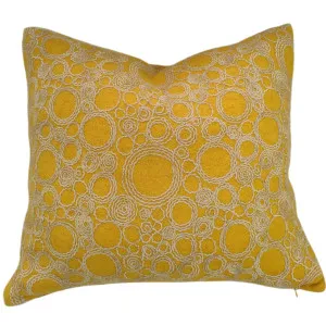 Gianna Embroidery Cushion 55cm Square - Mustard | Off White with white piping by null, a Cushions, Decorative Pillows for sale on Style Sourcebook