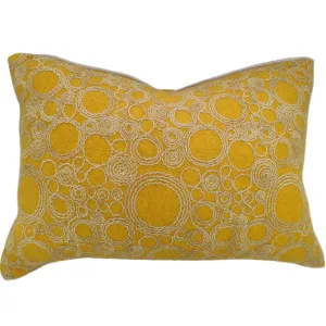 Gianna Embroidery Cushion 40x60cm Lumbar - Mustard | Off White with white piping by null, a Cushions, Decorative Pillows for sale on Style Sourcebook