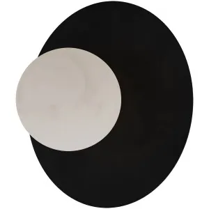 Calibo Crest Alabaster Glass 140mm Orb Wall Light Round Plate 300mm Black by Calibo, a Outdoor Lighting for sale on Style Sourcebook