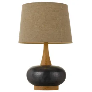Telbix Earl Ceramic Table Lamp Black and Oak Cream by Telbix, a Table & Bedside Lamps for sale on Style Sourcebook