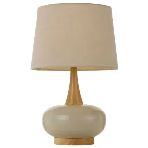Telbix Earl Ceramic Table Lamp White and Oak Cream by Telbix, a Table & Bedside Lamps for sale on Style Sourcebook