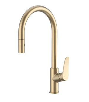 Classic Pull-Out Gooseneck Spray Mixer | Made From Brass In Gold By Oliveri by Oliveri, a Kitchen Taps & Mixers for sale on Style Sourcebook