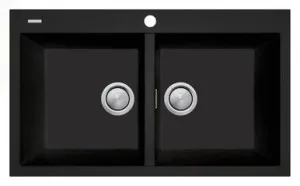 Double Bowl Topmount Sink | Made From Granite/Acrylic In Matte Black By Oliveri by Oliveri, a Kitchen Sinks for sale on Style Sourcebook