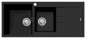 1 & 3/4 Bowl Topmount Sink With Right Drainer | Made From Granite/Acrylic In Matte Black By Oliveri by Oliveri, a Kitchen Sinks for sale on Style Sourcebook