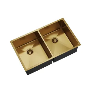 BURAZZO Inset / Undermount Double Bowl Sink 750mm Brushed Brass by Highgrove Bathrooms, a Kitchen Sinks for sale on Style Sourcebook