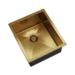 BURAZZO Inset / Undermount Single Bowl Sink 390mm Brushed Brass by Highgrove Bathrooms, a Kitchen Sinks for sale on Style Sourcebook