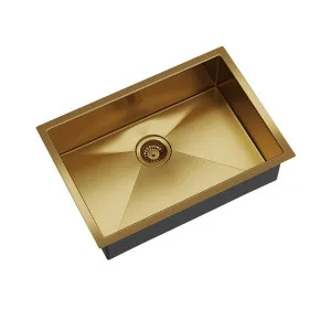 BURAZZO Inset / Undermount Single Bowl Sink 650mm Brushed Brass by Highgrove Bathrooms, a Kitchen Sinks for sale on Style Sourcebook
