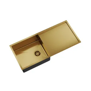 BURAZZO Single Bowl Sink with Drainer 990mm Brushed Brass by Highgrove Bathrooms, a Kitchen Sinks for sale on Style Sourcebook