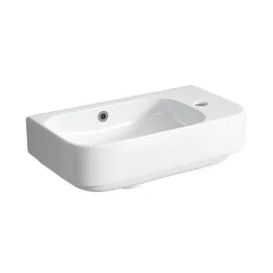 BYRON Mini Wall Hung Basin (LHS) Gloss White by Highgrove Bathrooms, a Basins for sale on Style Sourcebook