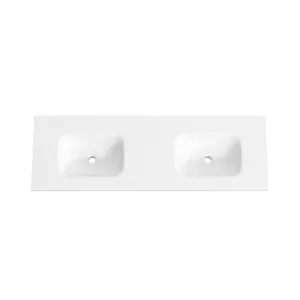 FLOW Solid Surface Vanity Top, w/ Two Integrated Basins and Overflow 1500mm Matte White by Highgrove Bathrooms, a Vanities for sale on Style Sourcebook