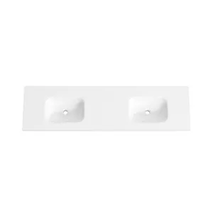 FLOW Solid Surface Vanity Top, w/ Two Integrated Basins and Overflow 1800mm Matte White by Highgrove Bathrooms, a Vanities for sale on Style Sourcebook