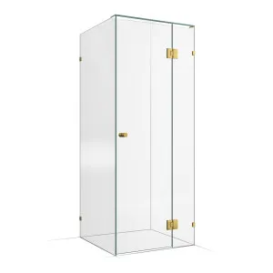 Frameless Shower Screen 850X850X2000mm - 250mm Hinge Panel Brushed Brass by Highgrove Bathrooms, a Showers for sale on Style Sourcebook