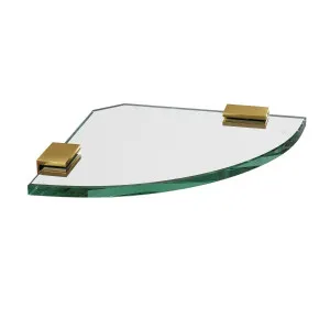 Glass Corner Shelf 200x200x10mm w/ Brushed Brass Clips by Highgrove Bathrooms, a Shelves & Hooks for sale on Style Sourcebook