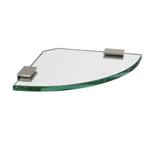 Glass Corner Shelf 200x200x10mm w/ Brushed Nickel Clips by Highgrove Bathrooms, a Shelves & Hooks for sale on Style Sourcebook