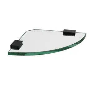 Glass Corner Shelf 200x200x10mm w/ Matte Black Clips by Highgrove Bathrooms, a Shelves & Hooks for sale on Style Sourcebook