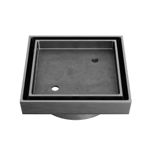 LIDO Square Tile Grate 125mm with DN100 Outlet Gunmetal by Highgrove Bathrooms, a Traps & Wastes for sale on Style Sourcebook