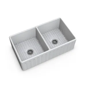 MAISON Double Fluted Reversible Farmhouse Sink 835mm Gloss White by Highgrove Bathrooms, a Kitchen Sinks for sale on Style Sourcebook