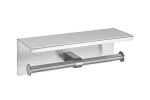 SPIN Double Toilet Roll Holder with Shelf Brushed Nickel by Highgrove Bathrooms, a Shelves & Hooks for sale on Style Sourcebook