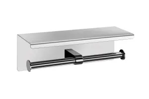 SPIN Double Toilet Roll Holder with Shelf Polished Stainless Steel by Highgrove Bathrooms, a Shelves & Hooks for sale on Style Sourcebook