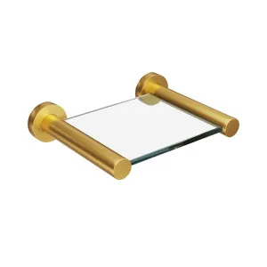 SPIN Glass Shelf Brushed Brass 150mm by Highgrove Bathrooms, a Shelves & Hooks for sale on Style Sourcebook