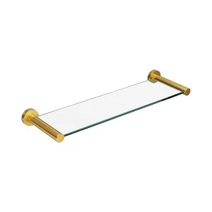SPIN Glass Shelf Brushed Brass 400mm by Highgrove Bathrooms, a Shelves & Hooks for sale on Style Sourcebook
