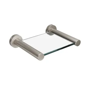 SPIN Glass Shelf Brushed Nickel 150mm by Highgrove Bathrooms, a Shelves & Hooks for sale on Style Sourcebook